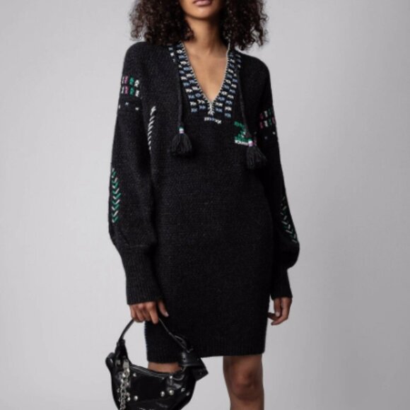 Zadig & Voltaire Dresses & Skirts - Zadig & Voltaire Alabama Wews Cashmere Wool Black Sweater Dress M